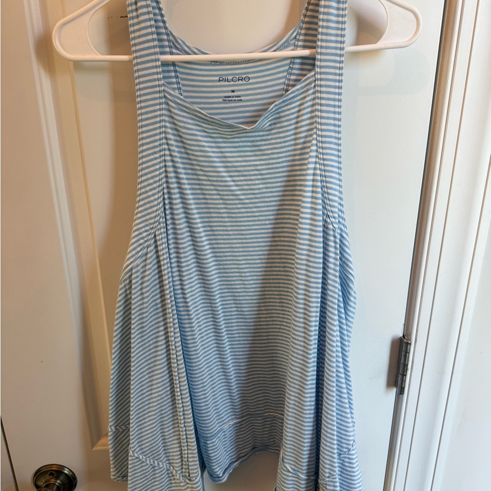 PILCRO Striped Blue & White Tank Top
